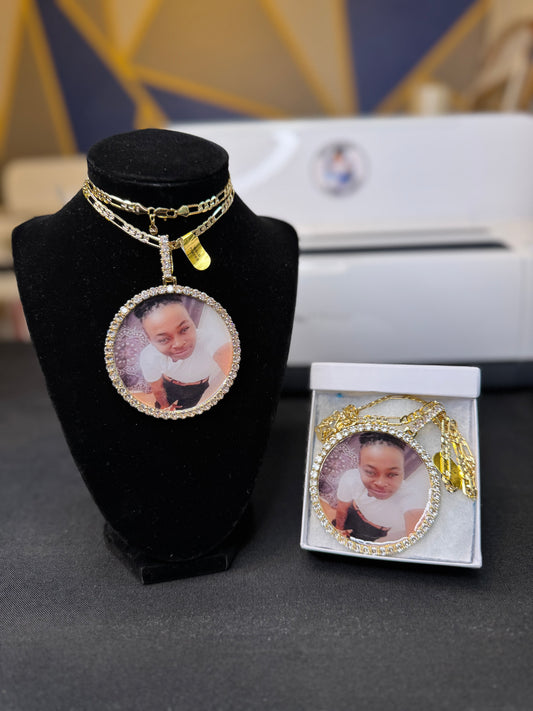 Large Circle Unisex Photo Necklace