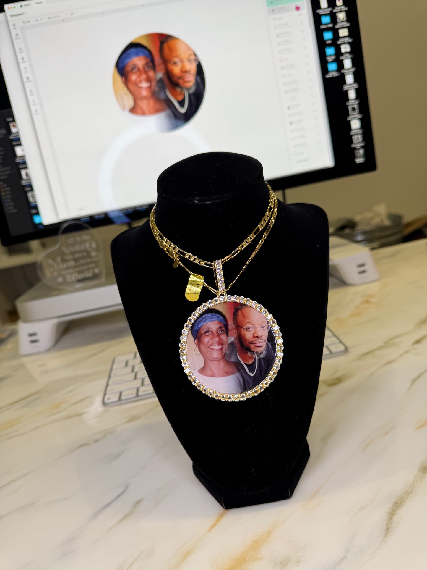 Large Circle Unisex Photo Necklace