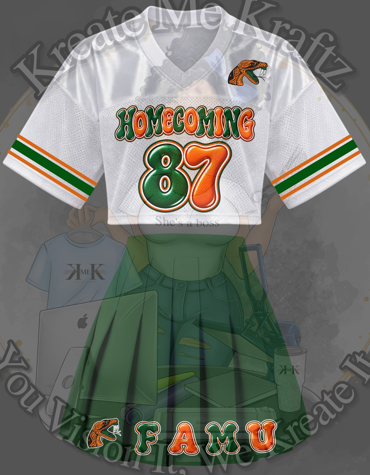 Homecoming Crop Top & Jersey Set 🧡💚