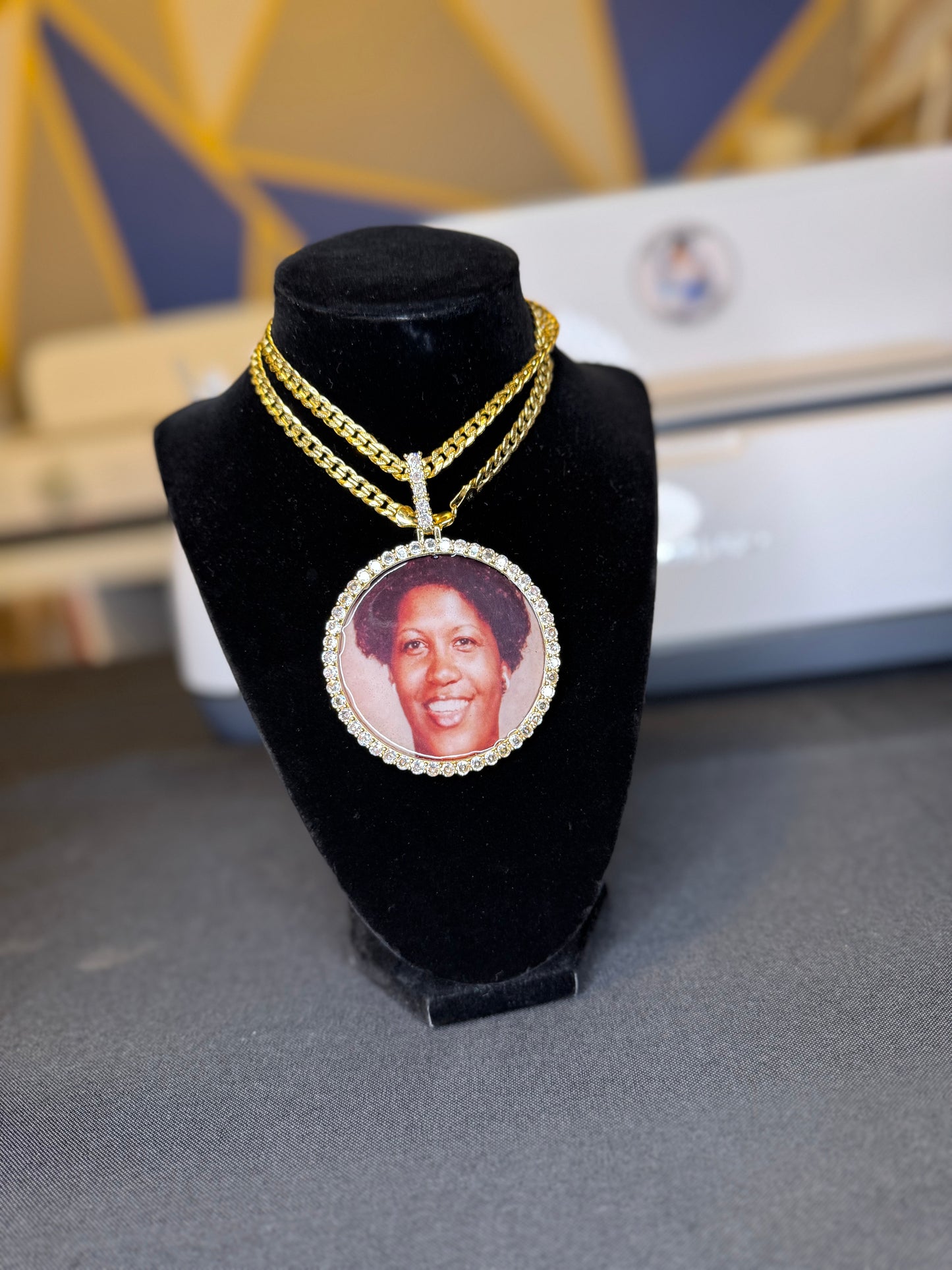 Large Circle Unisex Photo Necklace