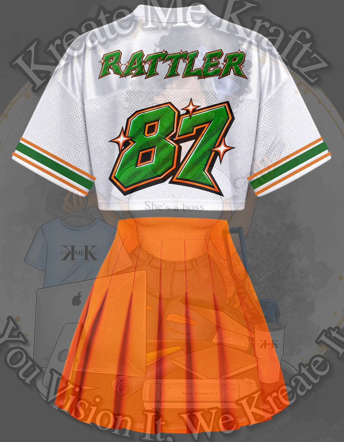 Homecoming Crop Top & Jersey Set 🧡💚