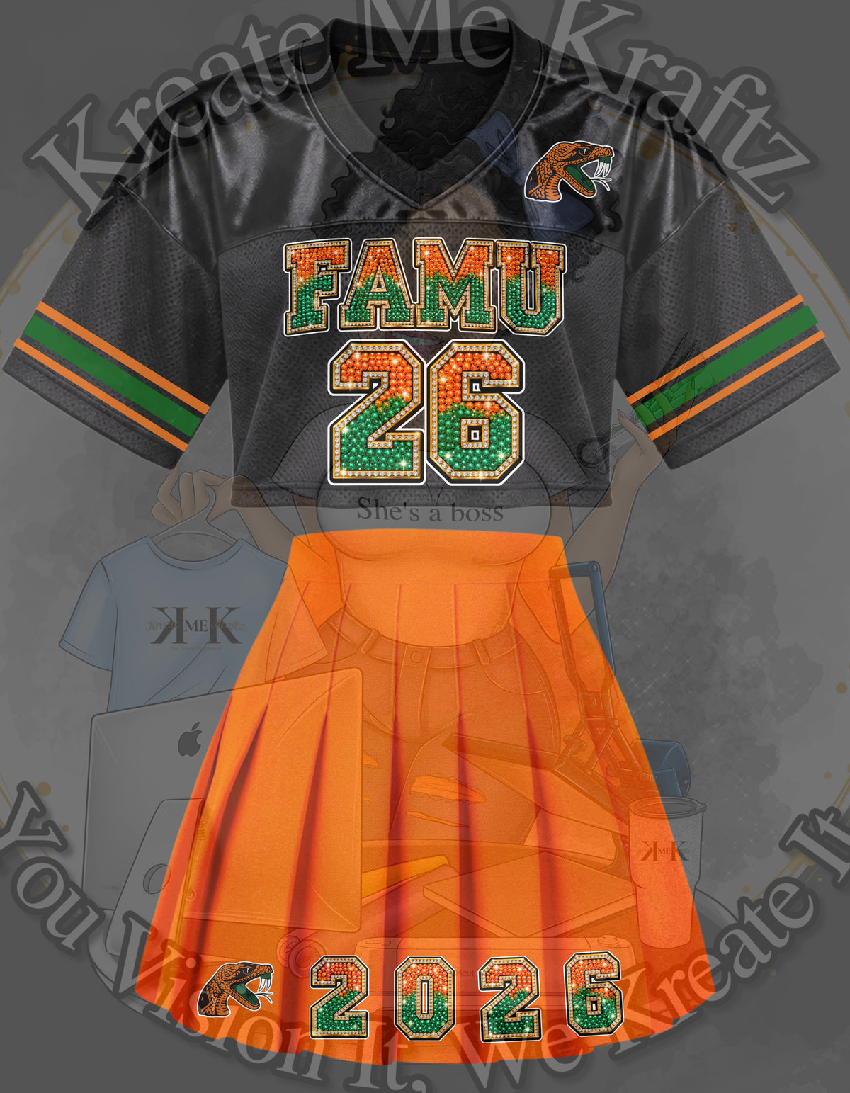 Homecoming Crop Top & Jersey Set 🧡💚