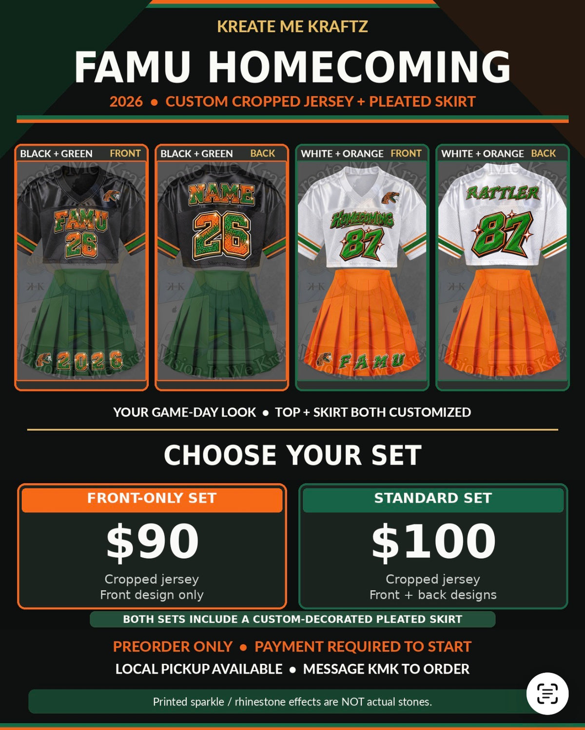 Homecoming Crop Top & Jersey Set 🧡💚