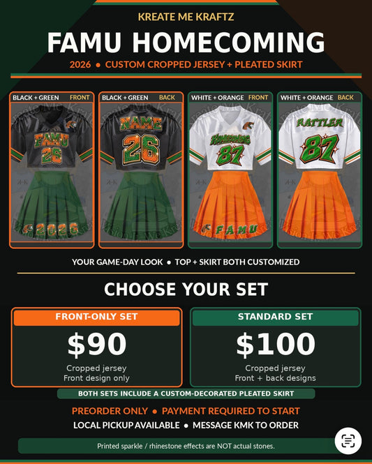 Youth Homecoming Crop Top & Jersey Set 🧡💚