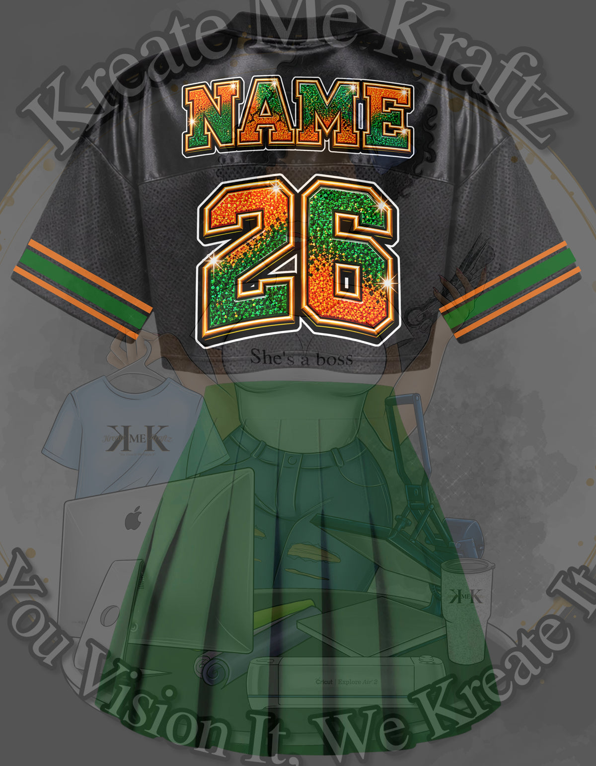 Homecoming Crop Top & Jersey Set 🧡💚