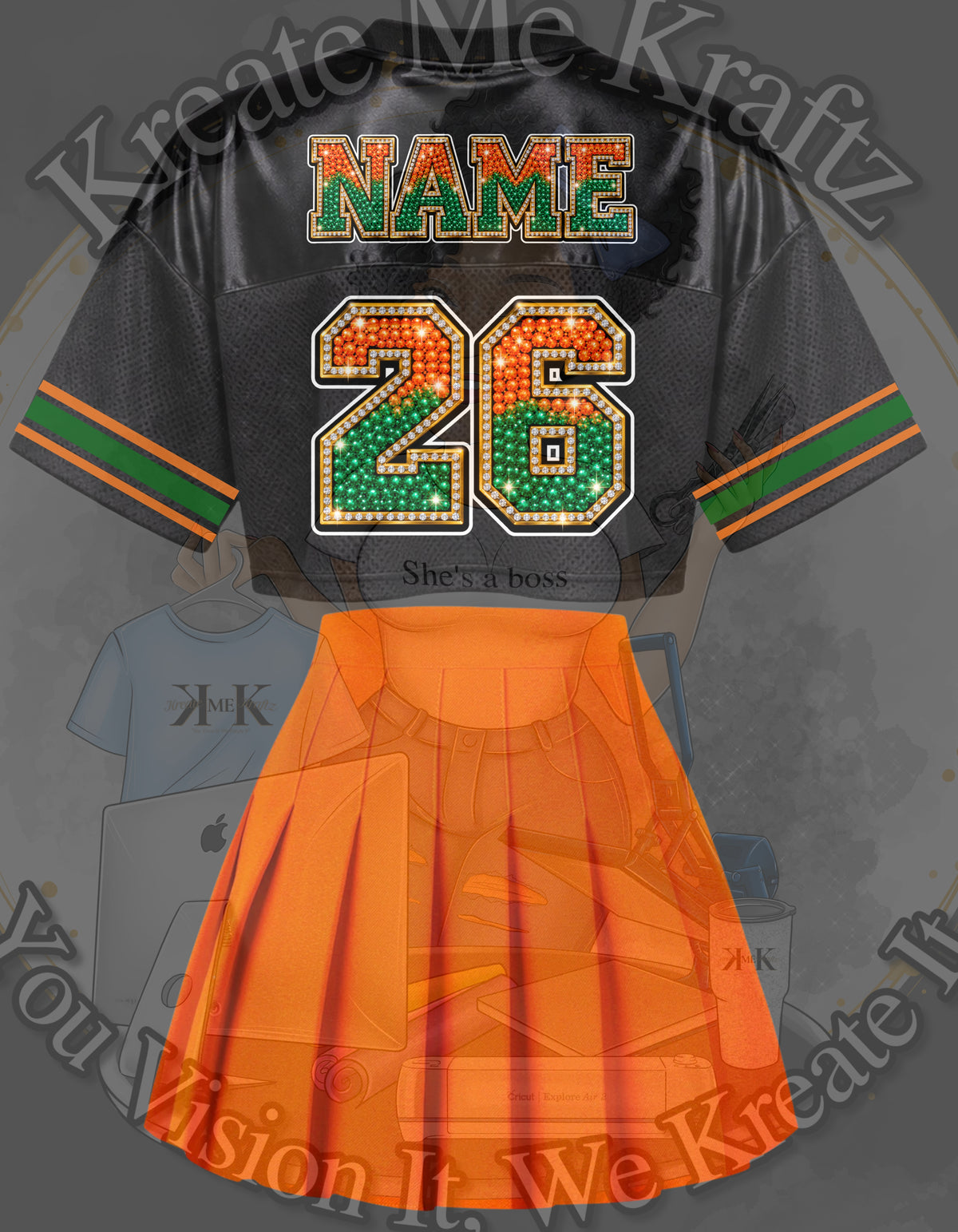 Homecoming Crop Top & Jersey Set 🧡💚