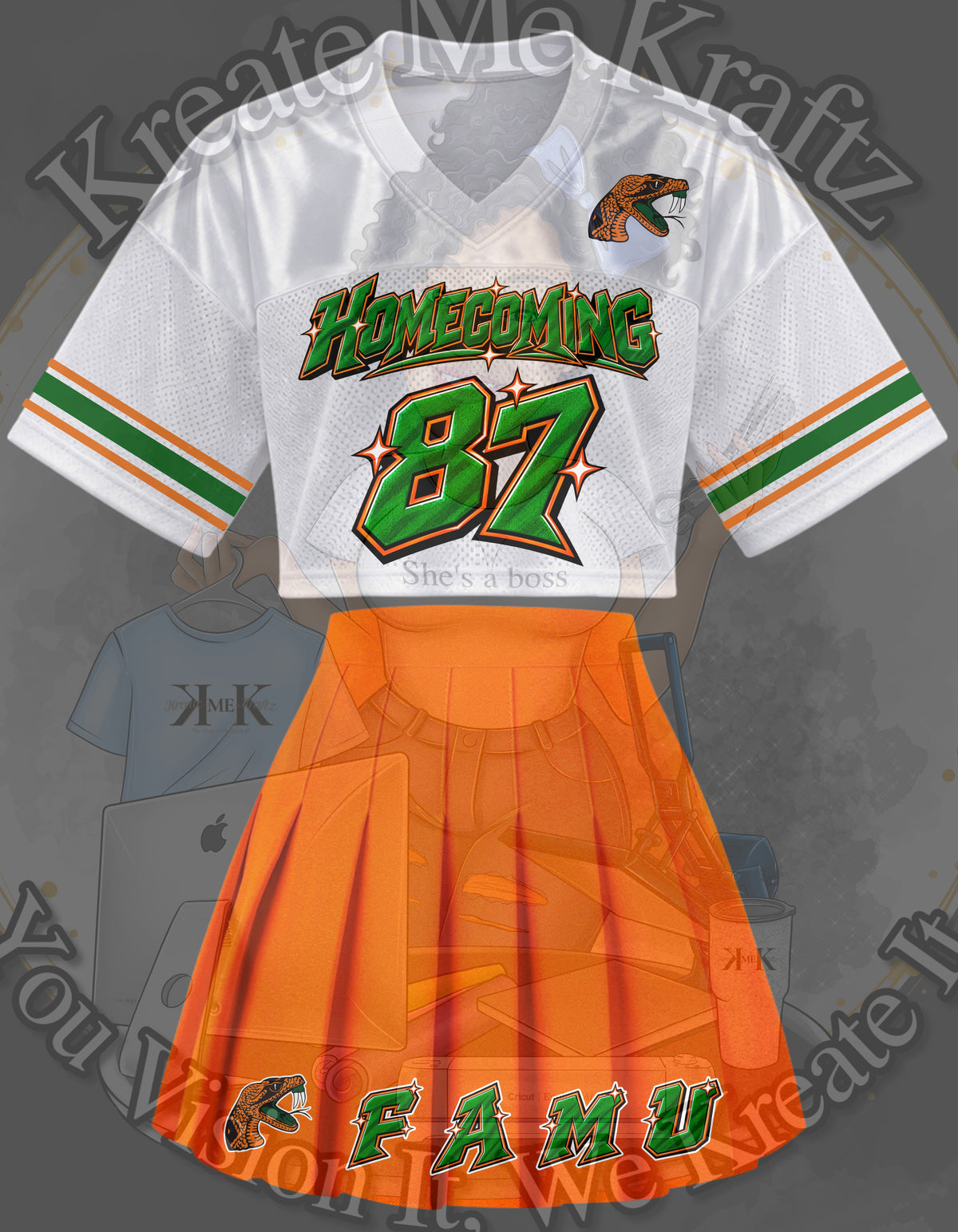 Homecoming Crop Top & Jersey Set 🧡💚