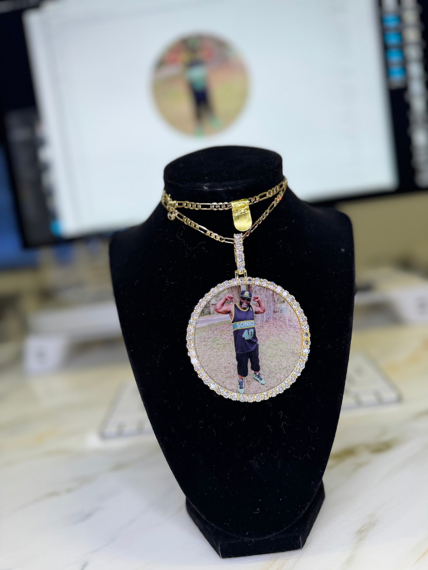 Large Circle Unisex Photo Necklace