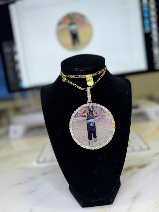 Large Circle Unisex Photo Necklace