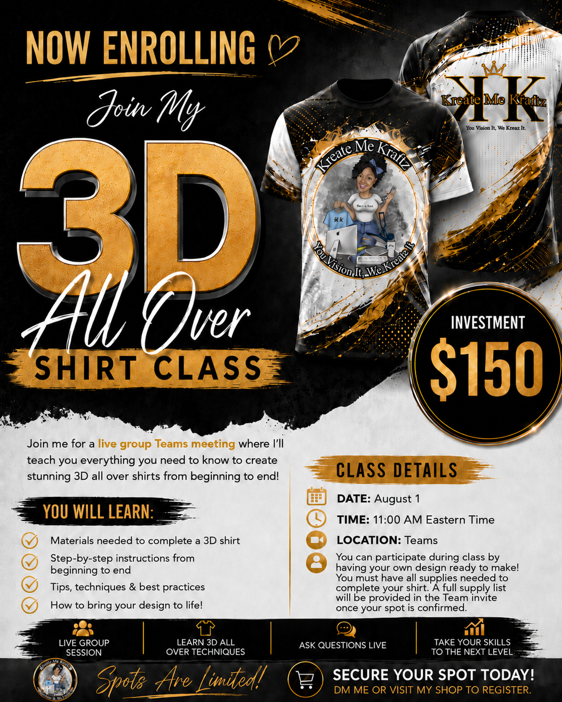 3D/All Over Shirt Class (Aug 1)